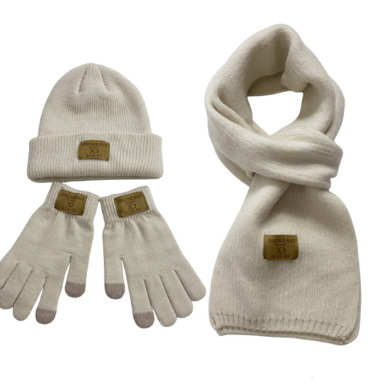 冬季帽子围巾手套三件套装羊毛保暖男童女童大童青少年12中学生15