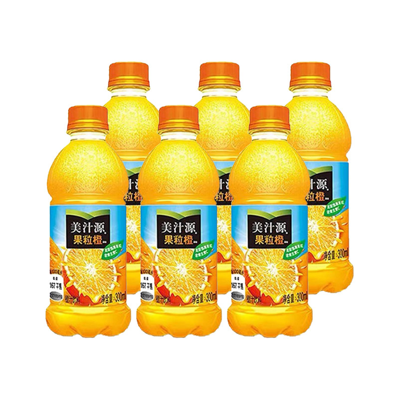 美汁源果粒橙300ml*6瓶新鲜橙汁果汁饮料小瓶果味饮品 ms - 图0