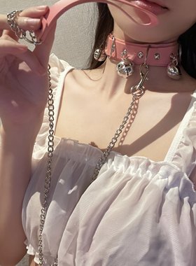 铃铛项圈牵引绳女颈带情趣项链颈圈锁骨链脖子项圈chocker狗链m女