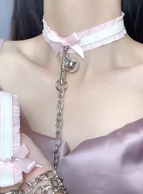 花边蕾丝蝴蝶结铃铛choker项圈情调女颈带情侣有趣甜酷带牵引绳
