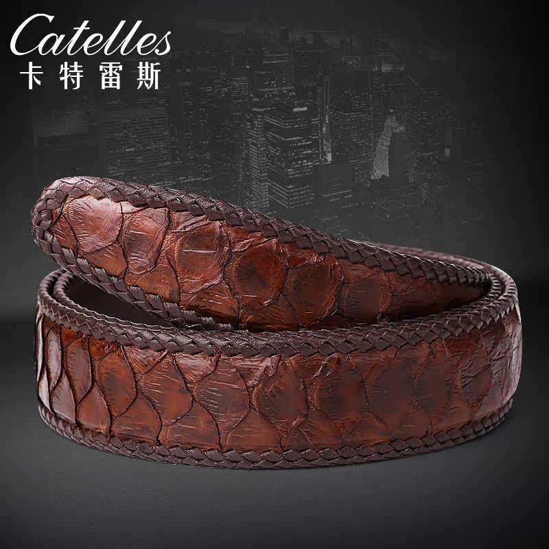 catelles无头皮带男真蟒蛇皮腰带 卡特雷斯腰带/皮带/腰链