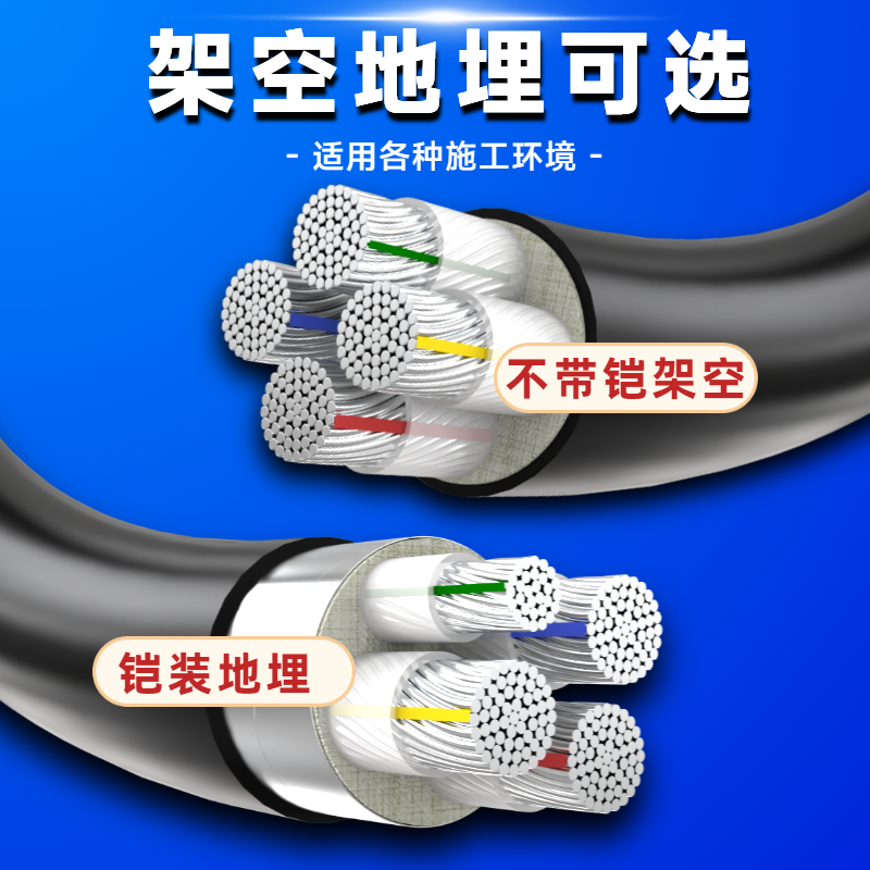 国标铝芯电缆线4芯10 16 25 35 50 95 120平方地埋线三相四线铝线