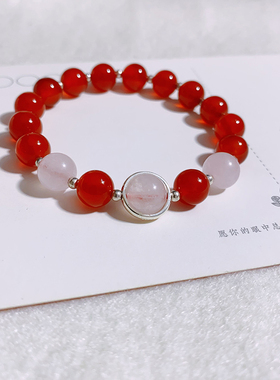 显白女手链天然红玛瑙原创设计
