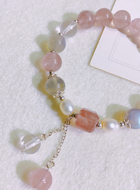 草莓晶转运珠天然灰月光甜美气质