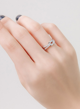 潮人微镶锆石开口交叉领结指环