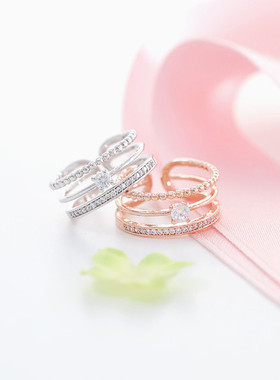 百搭微镶锆石韩国夸张女士戒指