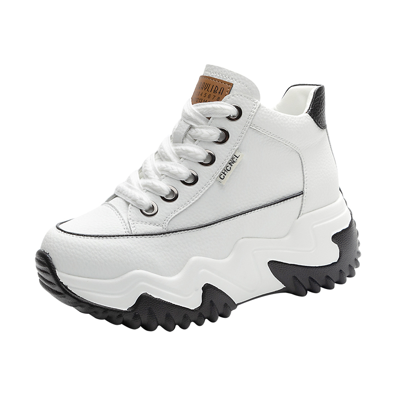 2025春秋新款真皮运动休闲鞋网红百搭单鞋厚底老爹鞋松糕女鞋子潮 - 图3