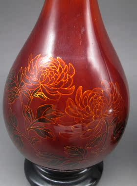 6070 年代福建福州第一漆器 福州第二脱胎漆器厂 福州老漆器賞瓶