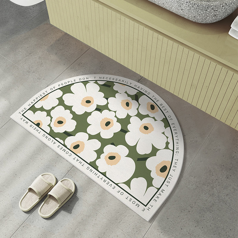Bathroom floor mat hard diatom mud absorbent mat bathroom door non-slip foot mat diatomaceous earth semi-circle bathroom carpet