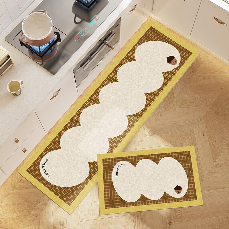 Kitchen oil-proof and waterproof floor mats, non-slip, dirt-resistant and wear-resistant floor mats, no-wash striped kitchen floor mats, easy-care carpet mats