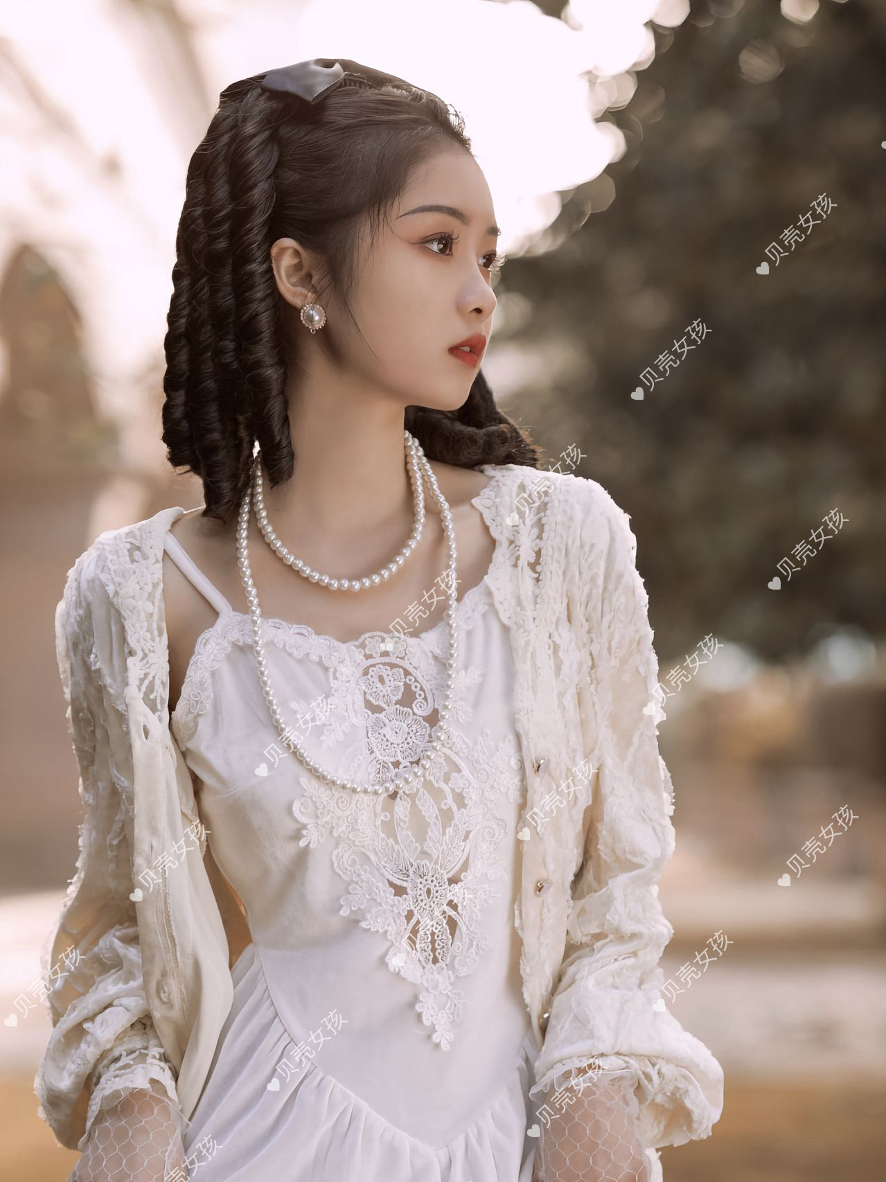 复古优雅罗马卷假发白秀珠同款造型旗袍民国留洋大小姐卷发蕾丝帽,淘宝优惠券,粉丝福利购,淘宝优惠卷