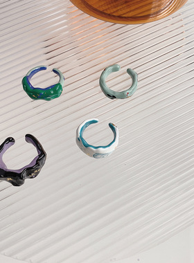 小众设计感撞色珐琅手工ins