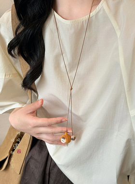 新中式柿子挂件长款项链女民族风