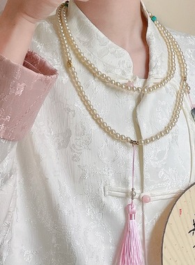 新中式国风珍珠流苏项链轻奢高级