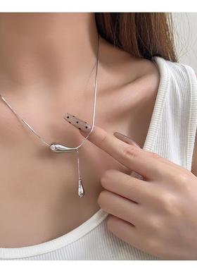 韩国2024爆款水滴串搭蛇骨链电镀