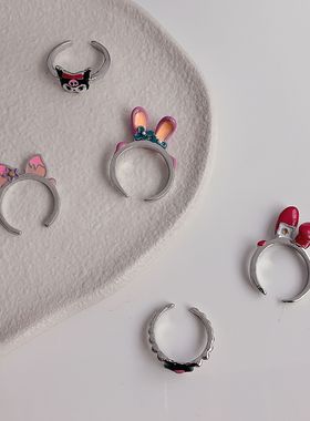 2022新款欧美卡通可爱风格个性玲娜贝儿戒指在逃公主指环开口款