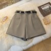 Pocket Casual Suit Shorts Women's 2026 Autumn Loose Slim High Waist A-Line Wide-Leg Pants Versatile Boot Pants for Outerwear