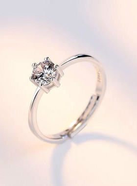 925银1克拉钻戒仿真女情侣结婚