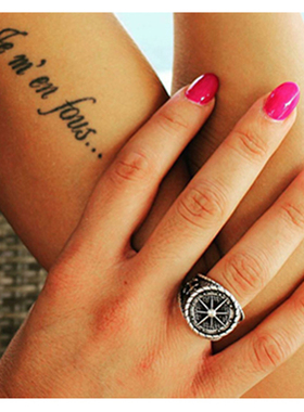 欧美单身钛钢戒指霸气船锚刻字