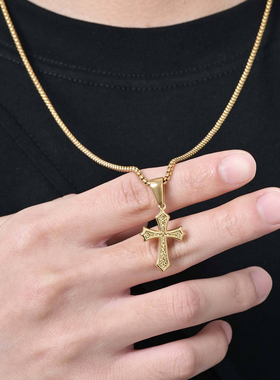男女百搭刻字十字架项链