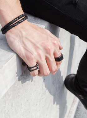 编织手绳牛皮双层手环欧美情侣