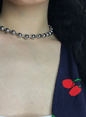 日韩风锁骨链男女圆珠项链