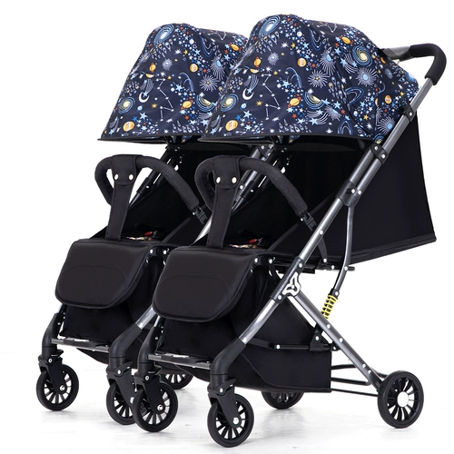 Съёмная сверхлегкая коляска для близнецов с сидением, складная детская тележка для двоих, можно сидеть и лежать