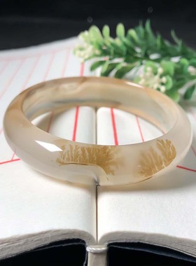 55圈口海洋玉髓手镯天然玛瑙草花