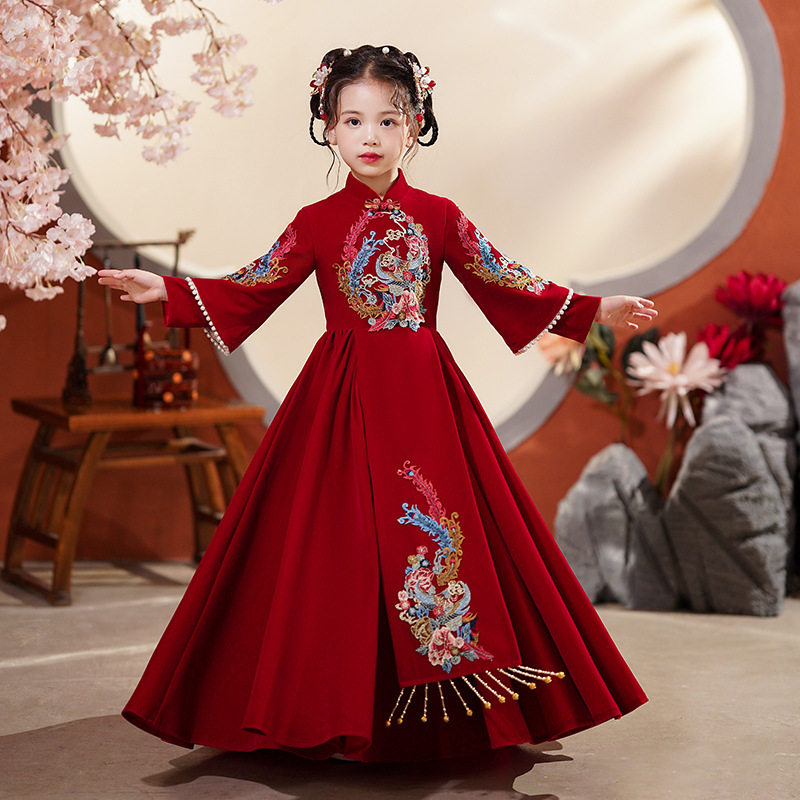 红色汉服女童秋冬款加厚冬装古风儿童新年唐装过年喜庆衣服拜年服,淘宝优惠券,粉丝福利购,淘宝优惠卷