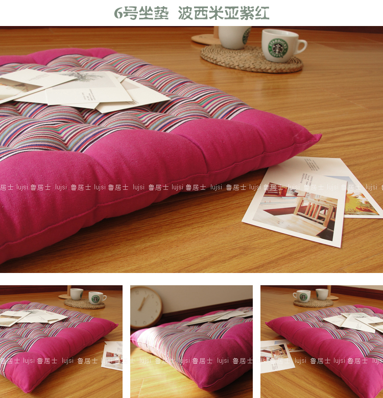 鲁居士 老粗布纯棉加厚馒头垫坐垫/座垫 椅垫沙发垫 靠背飘窗包邮 - 图2