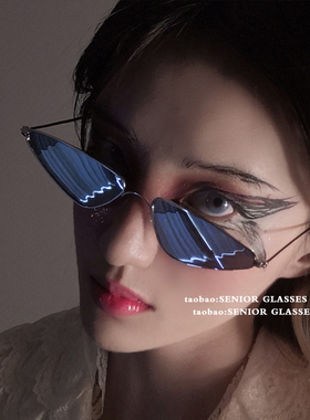 SENIOR GLASSES猫眼三角形小框墨镜2025新款个性嘻哈潮人太阳镜女