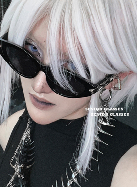 赛博朋克欧美复古风黑色猫眼墨镜