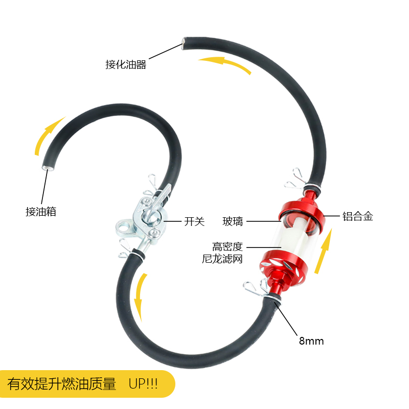 摩托车滤清器 踏板车燃油过滤器 汽油高效净化滤芯器化油器滤油杯