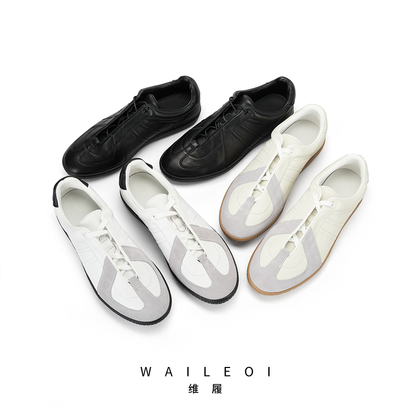 【外内全真皮】维履真皮反绒皮德训鞋男2025新款运动小白鞋夏透气 - 图0