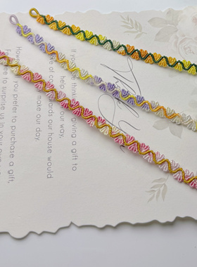 纯手工编织心心相印爱心手绳布灵布灵闪星空段染手绳大小可以调节