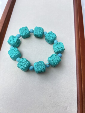 新品原创爆款绿松石回纹珠方糖手串手链礼物中国风喜庆高颜值超美