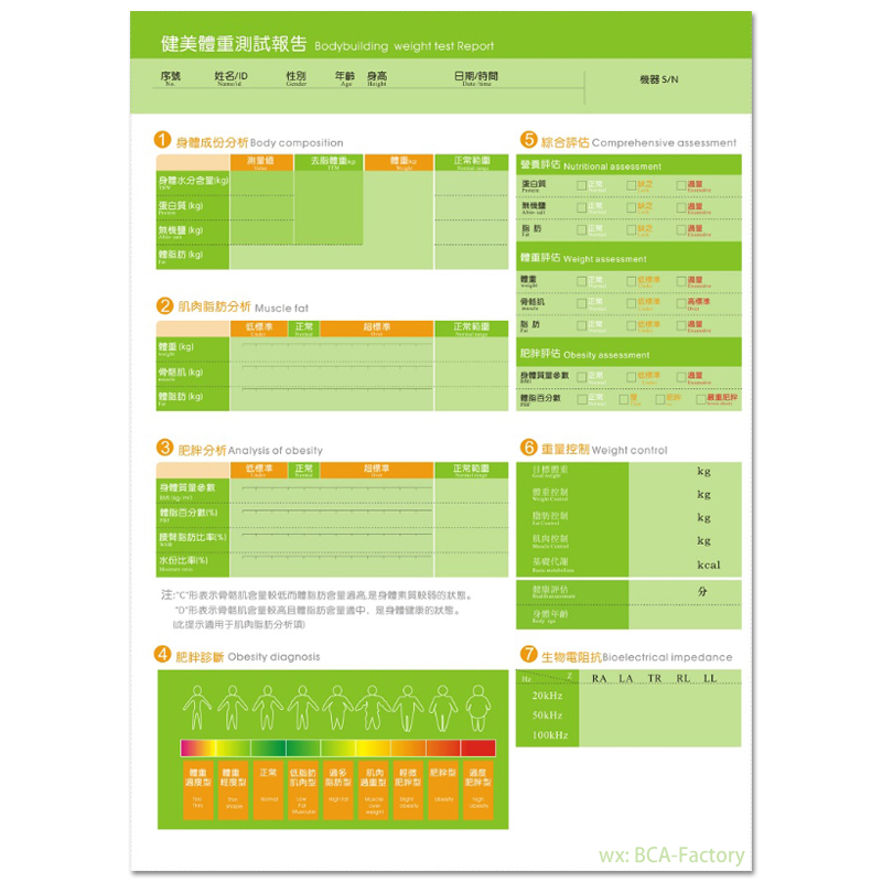 body体测纸健身房体测仪打印纸私教工作室体脂表格体成分报告纸 - 图0