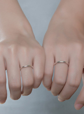 银素圈戒指男女简约指环情侣对戒