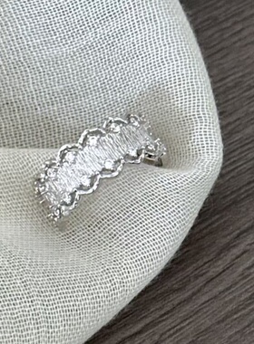 S925银波浪纹女士开口轻奢戒指