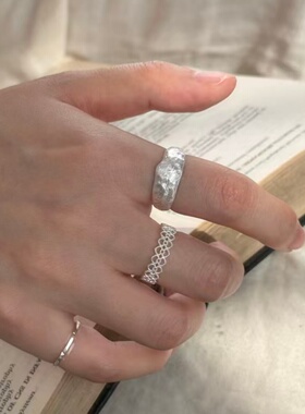 S925轻奢肌理开口叠戴女士戒指