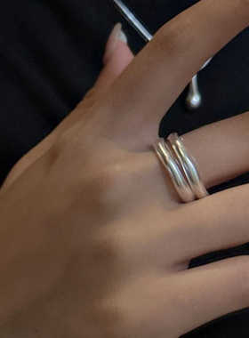 纯银小众设计戒指男女素圈指环