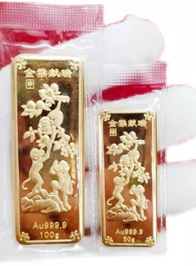 仿真金条金砖生肖鸡铜镀金银行金店金条样品摆饰道具展示送礼