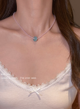 小清新撞色甜甜圈串珠项链甜美