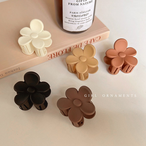磨砂花朵抓夹高马尾爪夹固定神器后脑勺防塌发夹鲨鱼发卡夹子头饰 - 图0