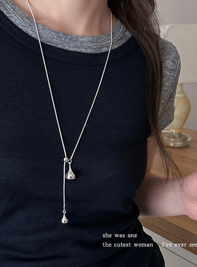 高级感水滴流苏仿珍珠项链女颈链