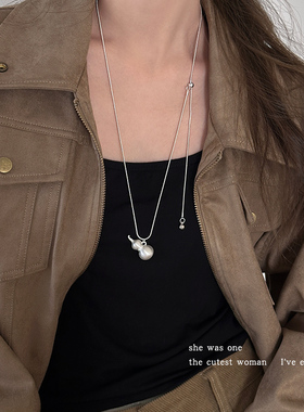 简约葫芦吊坠抽拉项链毛衣链配饰