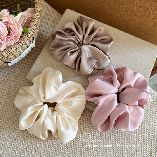 法式丝光缎面大肠发圈女头花头饰发饰2025新款皮筋扎马尾头绳发绳