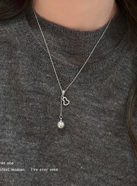 简约镂空葫芦仿珍珠吊坠项链