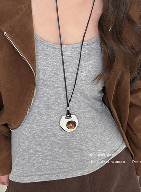 小众不规则圆形吊坠项链毛衣链