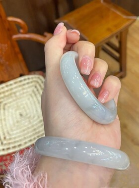 天然缅甸翡翠手镯女白月光糯冰种镯子翡翠浅绿色高颜值送女友批发
